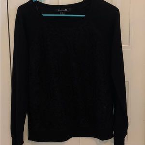 Black lace crew neck